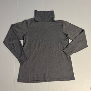 Lands’ End Turtleneck Shirt Long Sleeve Women’s Medium 100% Cotton Herringbone